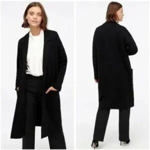 J. Crew Women’s size Medium EllaBlack Open Front Long Heavy Knit Sweater Blazer